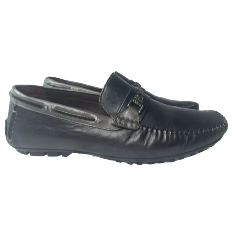 Bacco Bucci Zagreb Black Leather Calfskin Loafer Shoes  Men's Size 13